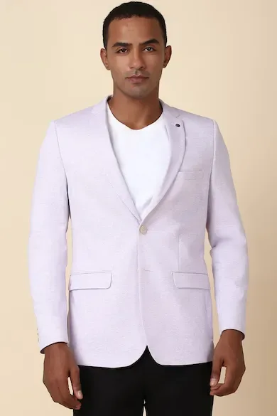 Men Lilac Slim Fit Textured Casual Blazer